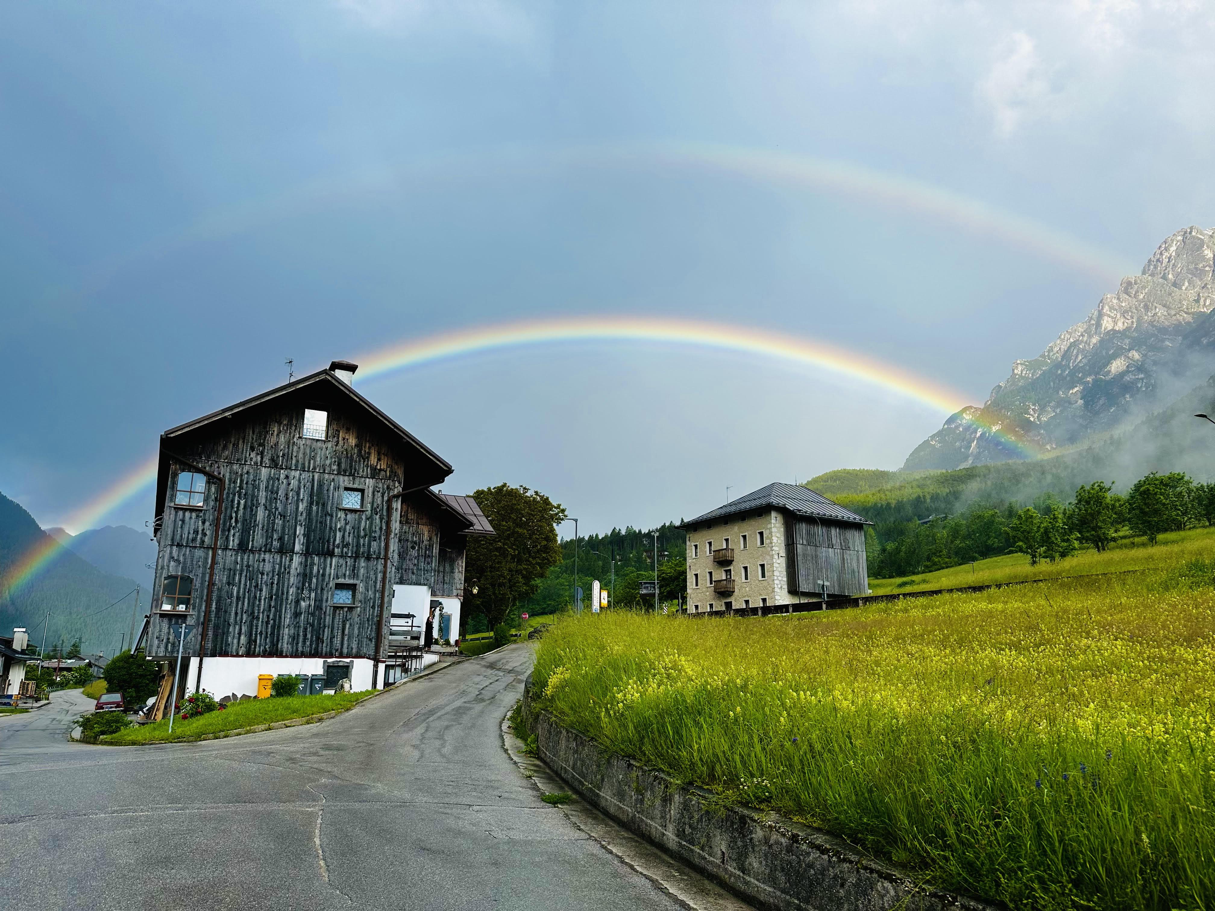 double rainbow in a small town