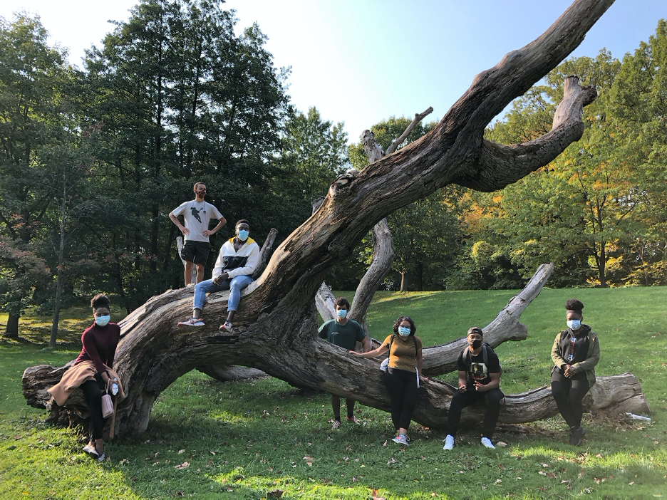 GSOC students on fall hike in 2020 at Genesee Valley Park